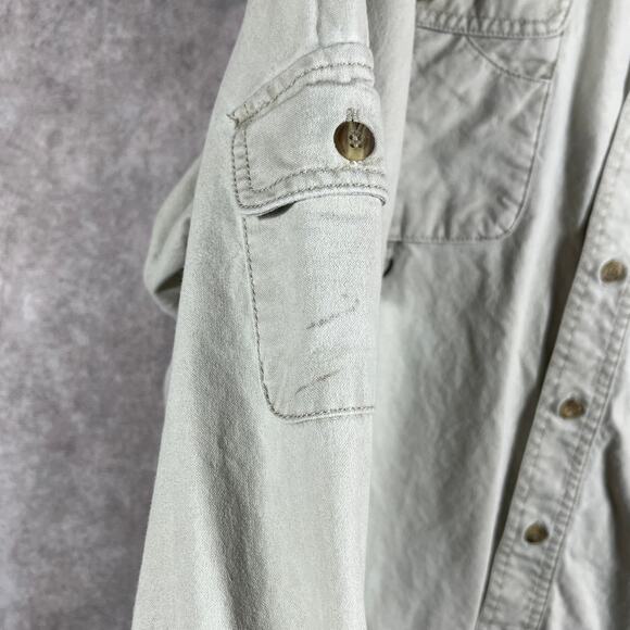 Woolrich Shirt Mens Size XL Beige Button Up Long Sleeves Rugged Outerwear - Picture 4 of 11